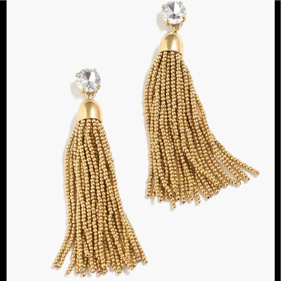 J. Crew Jewelry - J. Crew Gold Beaded Tassle Earrings